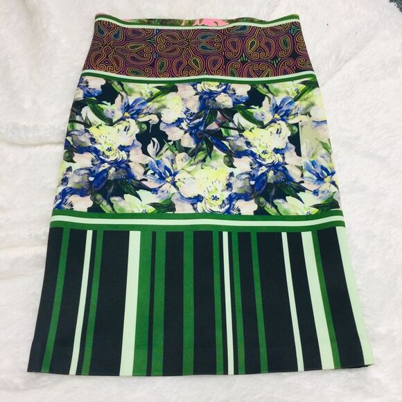 Clover Canyon Pencil Skirt Floral Striped - Picture 1 of 7